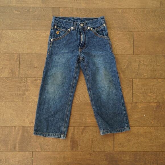 Rocawear Jeans Kids 5 Blue Denim Embroidered Pocket Straight Leg 5 Pocket Preppy - Picture 1 of 10